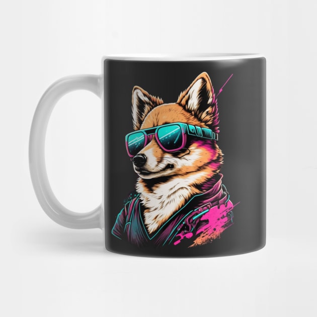 Synthwave/Retrowave neon SHIBA with Glasses by Civilizationx